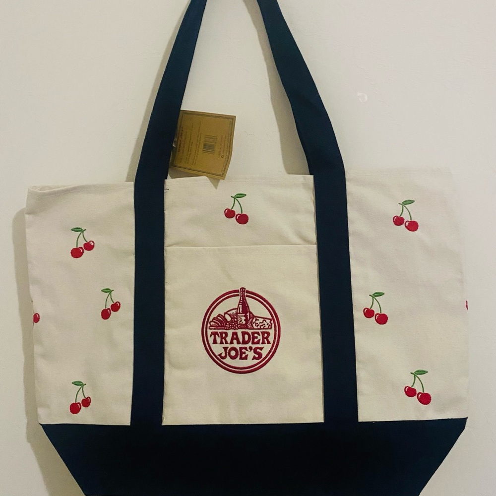 2 NWT Trader Joe’s Canvas tote with embroidery - Picture 6 of 11